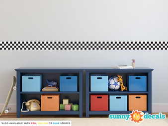 Racing stripe fabric wall decal - checkerboard - Sunny Decals