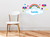 Bright Rainbow with Custom Name Fabric Wall Decal with Butterflies and Stars - Sunny Decals Bright Rainbow with Custom Name Fabric Wall Decal with Butterflies and Stars - Sunny Decals