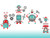 Robot Fabric Wall Decals - Detail - Turquoise, Red, Grey - Sunny Decals
