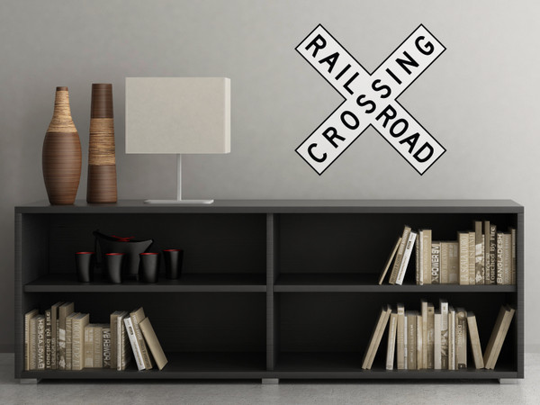 Rail Road Crossing Sign Fabric Wall Decal - Sunny Decals
