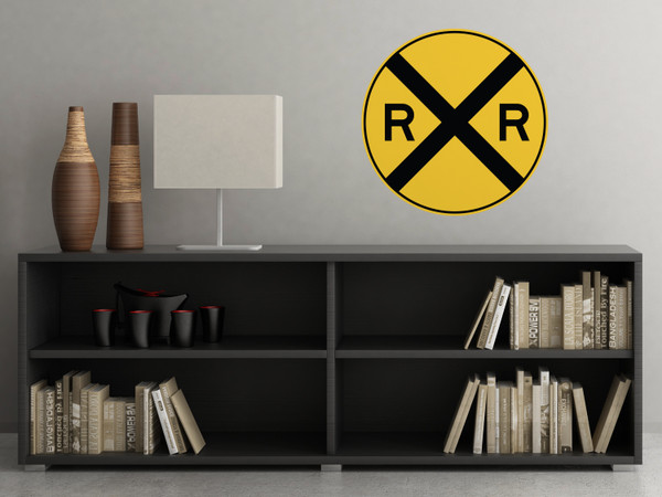 Rail Road Crossing Circular Sign Fabric Wall Decal - Sunny Decals