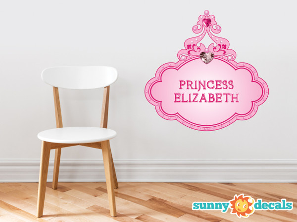 Princess Fabric Wall Decal with Custom Name - Pink - Sunny Decals