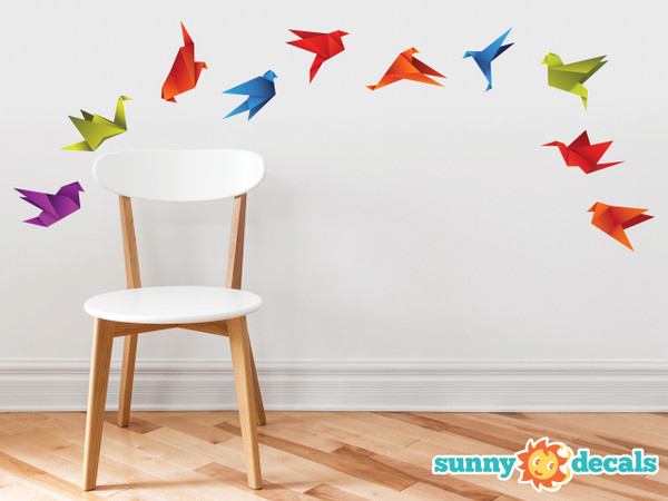 Origami Paper Cranes Wall Decals - Set of 10 Fabric Wall Decals in Various Colors, Paper Crane Wall Decor, Non-toxic, Removable, Reusable, Respositionable, Works on Textured Walls and No VOC Paint Origami Paper Cranes Wall Decals - Set of 10 Fabric Wall Decals in Various Colors, Paper Crane Wall Decor, Non-toxic, Removable, Reusable, Respositionable, Works on Textured Walls and No VOC Paint