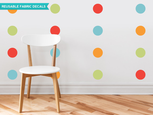 Polka Dot Fabric Wall Decals - 4 Inch - Rainbow - Sunny Decals Polka Dot Fabric Wall Decals - 4 Inch - Rainbow - Sunny Decals