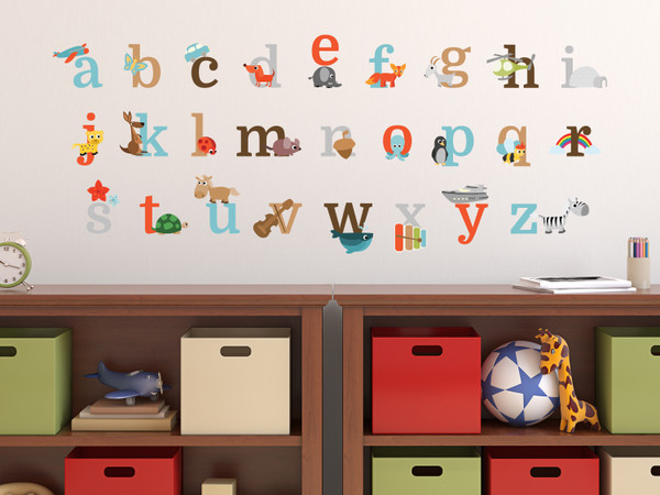 Alphabet Fun Fabric Wall Decals - Sunny Decals Alphabet Fun Fabric Wall Decals - Sunny Decals