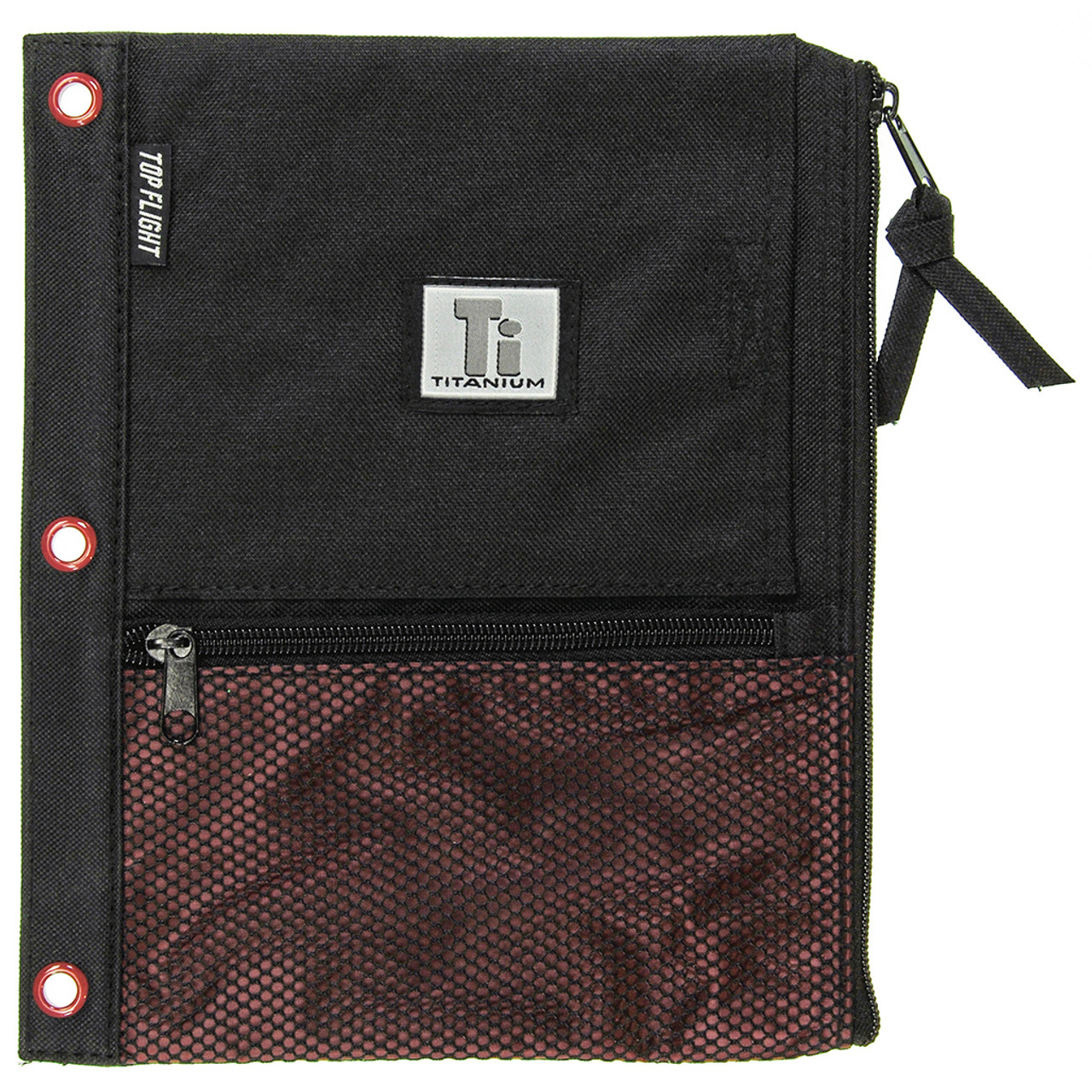 Titanium® Nylon Pencil Pouch, Black & Red 4 Pockets