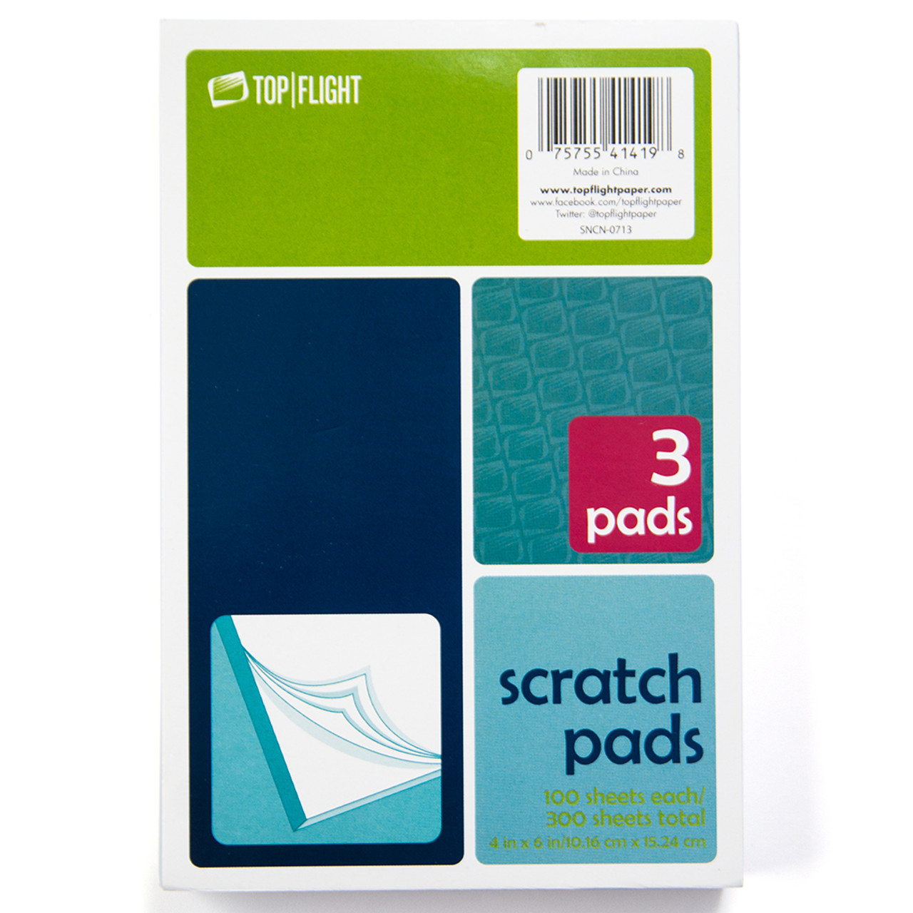 Scratch Pad, 4 x 6, 100 Sheets per Pack, 3 Packs, White