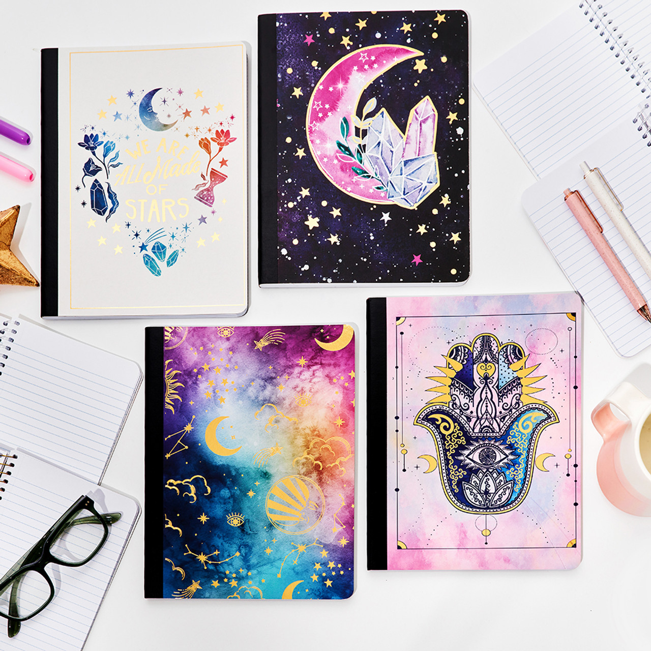 moonページ Moon Crystals Sky Composition Book, Wide Rule, 80 Sheets