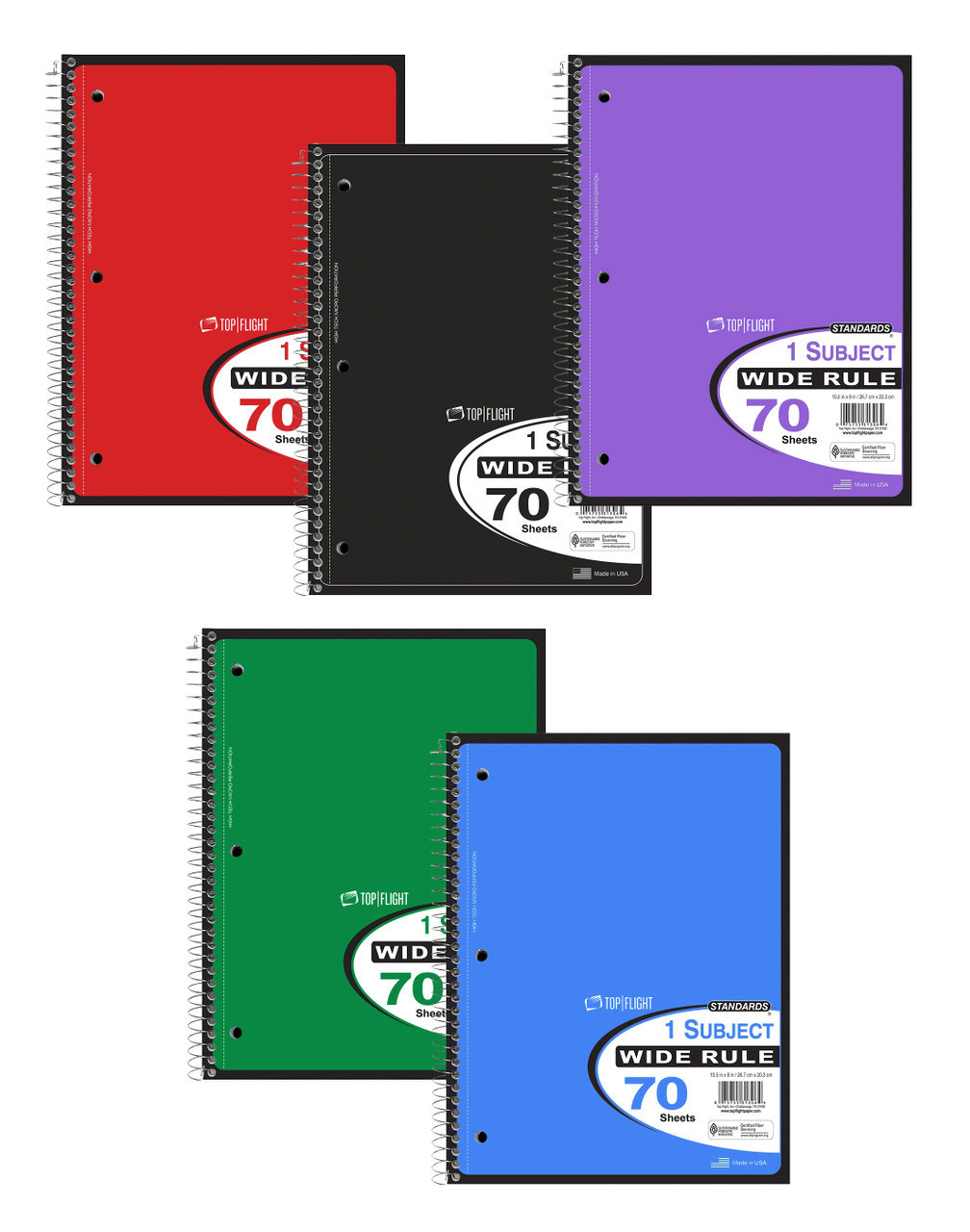Subject Wide Ruled Blue Notebook Standards® 1 Subject, Wirebound Notebook, Wide Rule, 70 Sheets, Blue