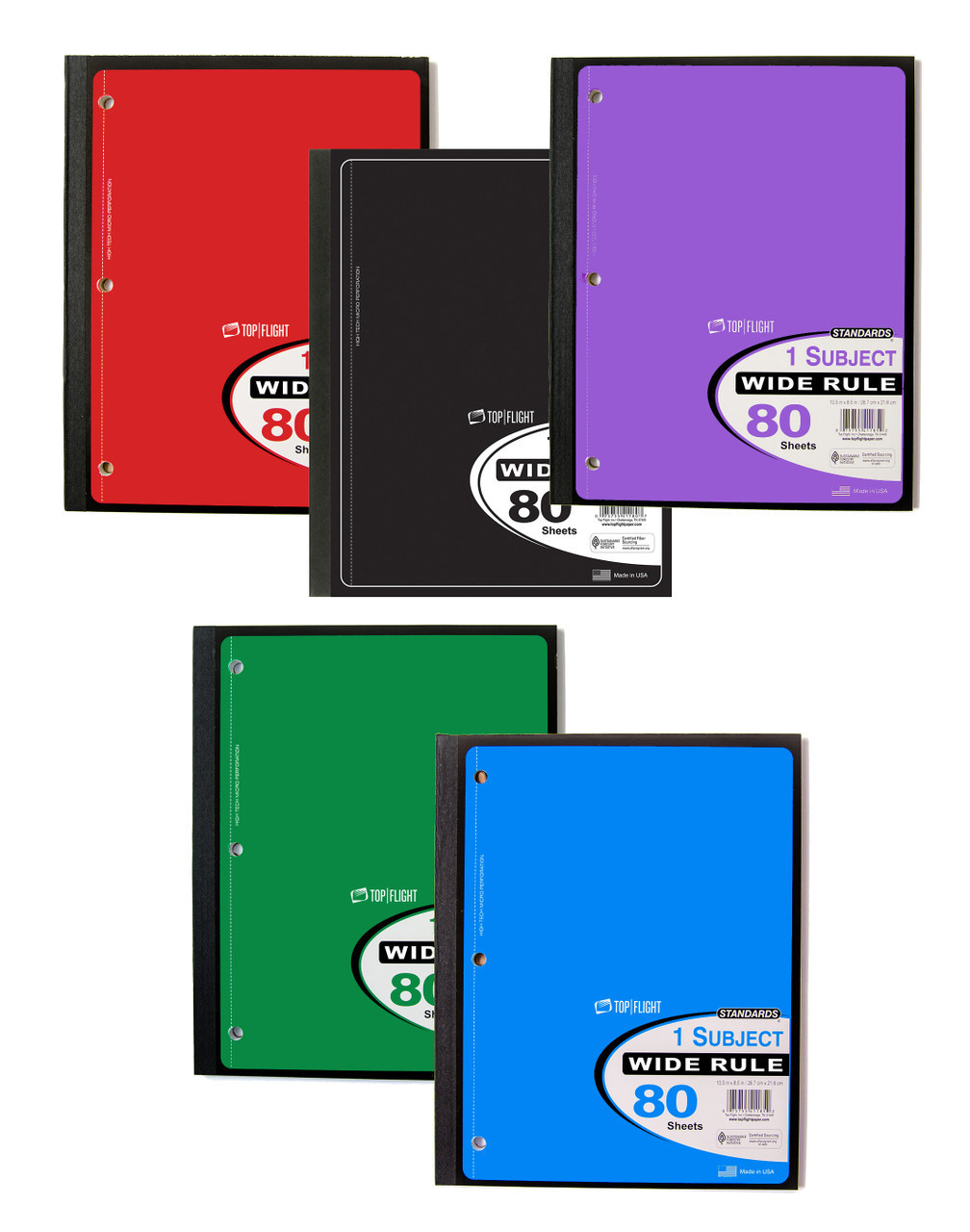 Subject Wide Ruled Blue Notebook Standards® 1 Subject, Wireless Notebook, Wide Rule, 80 Sheets, Blue