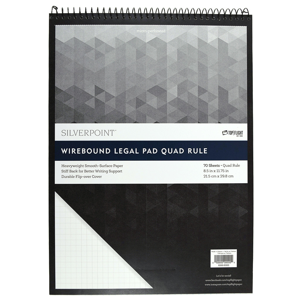 Silverpoint® Professional Top Spiral, Quadrille Ruled Legal Pad, 70 Sheet