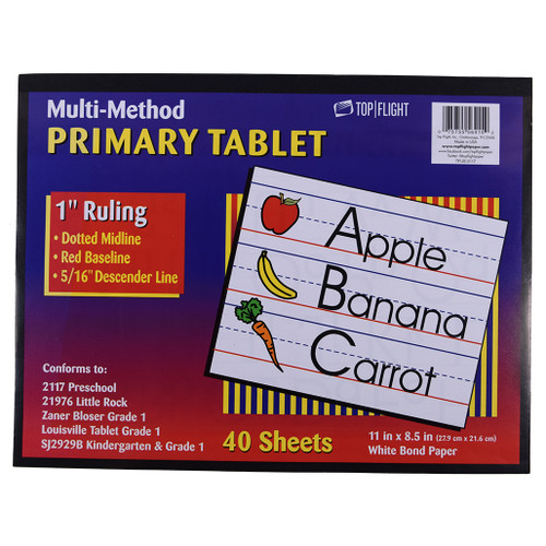 Multi Method Learn to Letter Writing Tablet 1" Ruling, Grades 1 to 2, 40 sheets