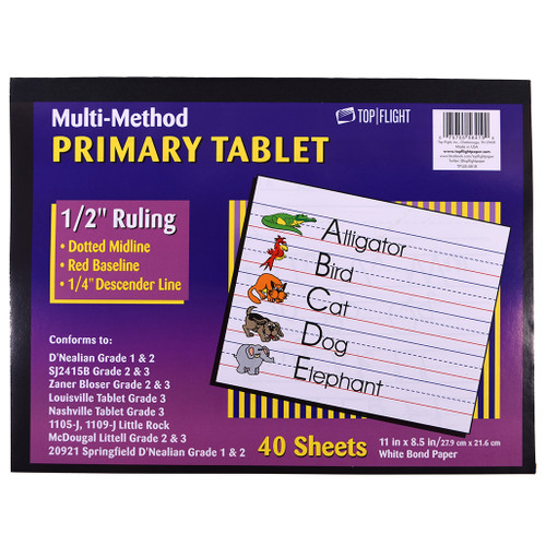 Multi Method Learn to Letter Writing Tablet 1/2-inch Ruling, Grade 3rd, 40 sheets