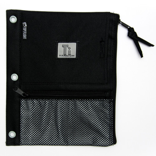 Titanium® Nylon Pencil Pouch, Black & Red 4 Pockets