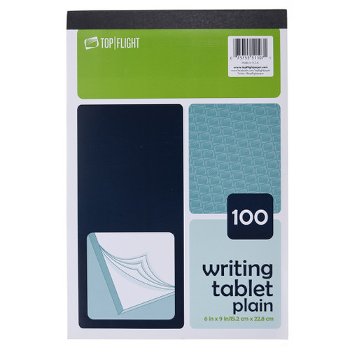 Writing Tablet, 6" x 9", Unruled, 100 Sheets, White