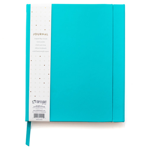 Leatherette Journal with Magnetic Flap, Ruled, 96 Sheets, Aqua