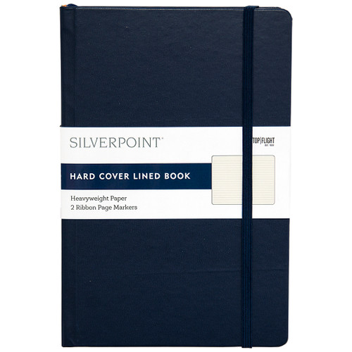 Silverpoint® Leatherette Hard Cover Casebound Journal/Notebook, Ruled, 120 Sheets, Navy