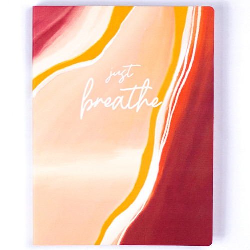 Just Breathe Soft Cover Journal, Ruled, Pink Edge Paper, 120 Sheets, White Foil