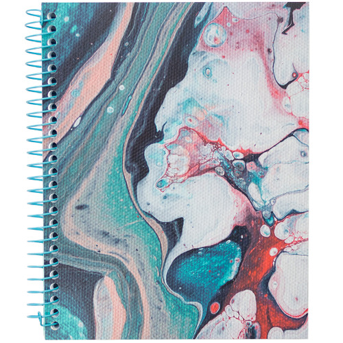 Lily & Huck Blue & Pink Paint Wirebound Journal Notebook, Hard Vinyl Cover, 140 Color Edge Sheets, 8.25" x 6.5"