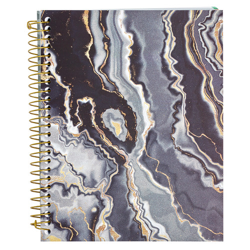Lily & Huck Black Liquid Journal Wirebound Notebook, Hard Vinyl Cover, 140 Color Edge Sheets