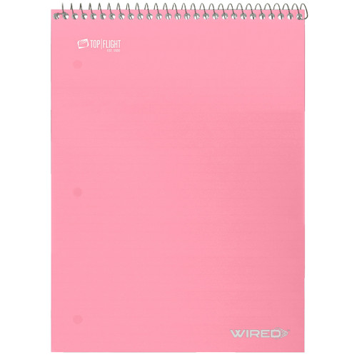 WIRED® Top Wire Poly Notebook, College Ruled, 70 Sheets, Pink