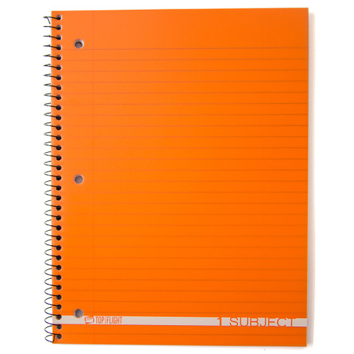 Boss® 1 Subject, Poly Cover Wirebound Notebook, Wide Rule, 90 Sheets, Orange