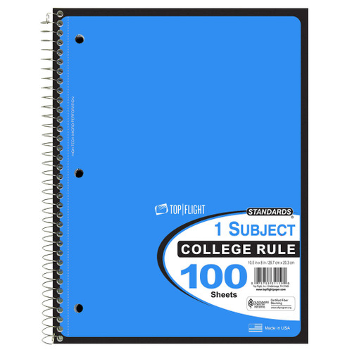 Standards® 1 Subject, Wirebound Notebook , College Rule, 100 Sheets, Blue