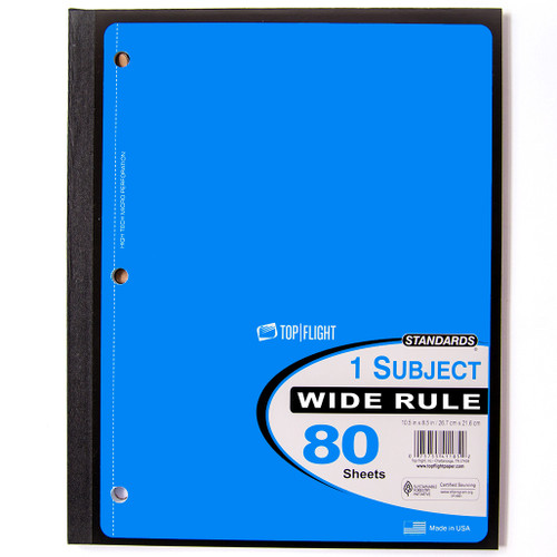 Standards® 1 Subject, Wireless Notebook, Wide Rule, 80 Sheets, Blue