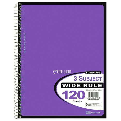 JOURNAL STANDARD3点 Standards® 3 Subject, Wirebound Notebook, Wide Rule, 120