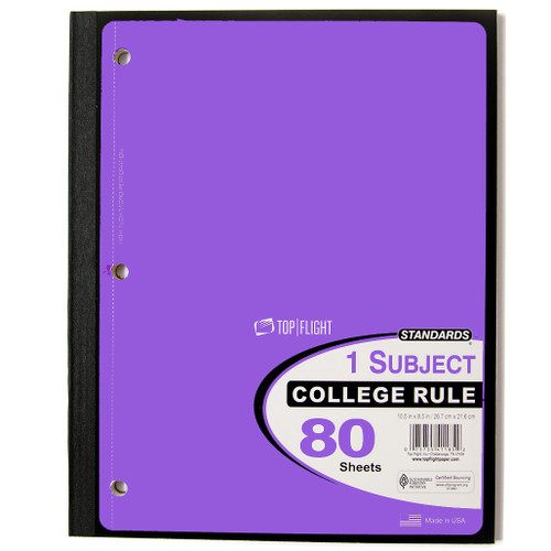 留意　日本語foil4枚セット Standards® 1 Subject, Wireless Notebook, Wide Rule, 80