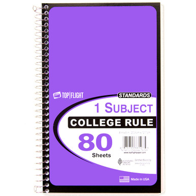 BOOK 1 バッシュ Standards® 1 Subject, Wirebound Notebook, College Rule, 8