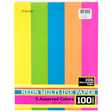  50 Sheets Neon Printer Paper 8.5 x 11 Assorted