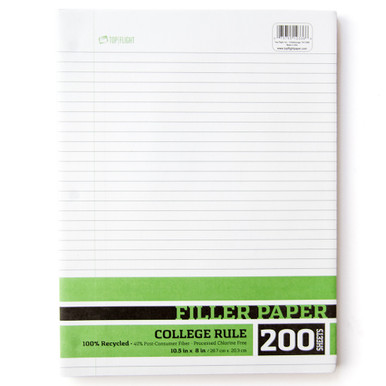 Reinforced Filler Paper, 10.5x8, College Rule 100 ct.