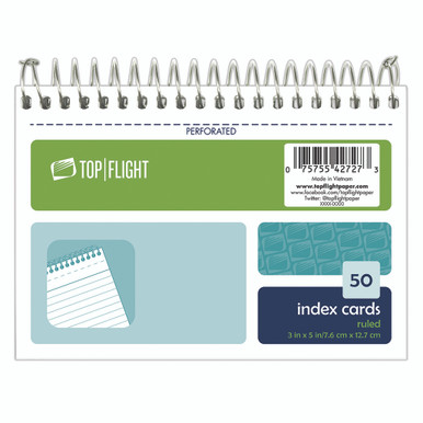 Index Cards, 3 x 5, Ruled, White, 100