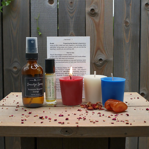 Complete Ritual Experience Bundle - Love, Protection & Prosperity Ritual Kit with Smudge Spray & Chakra Roll-On