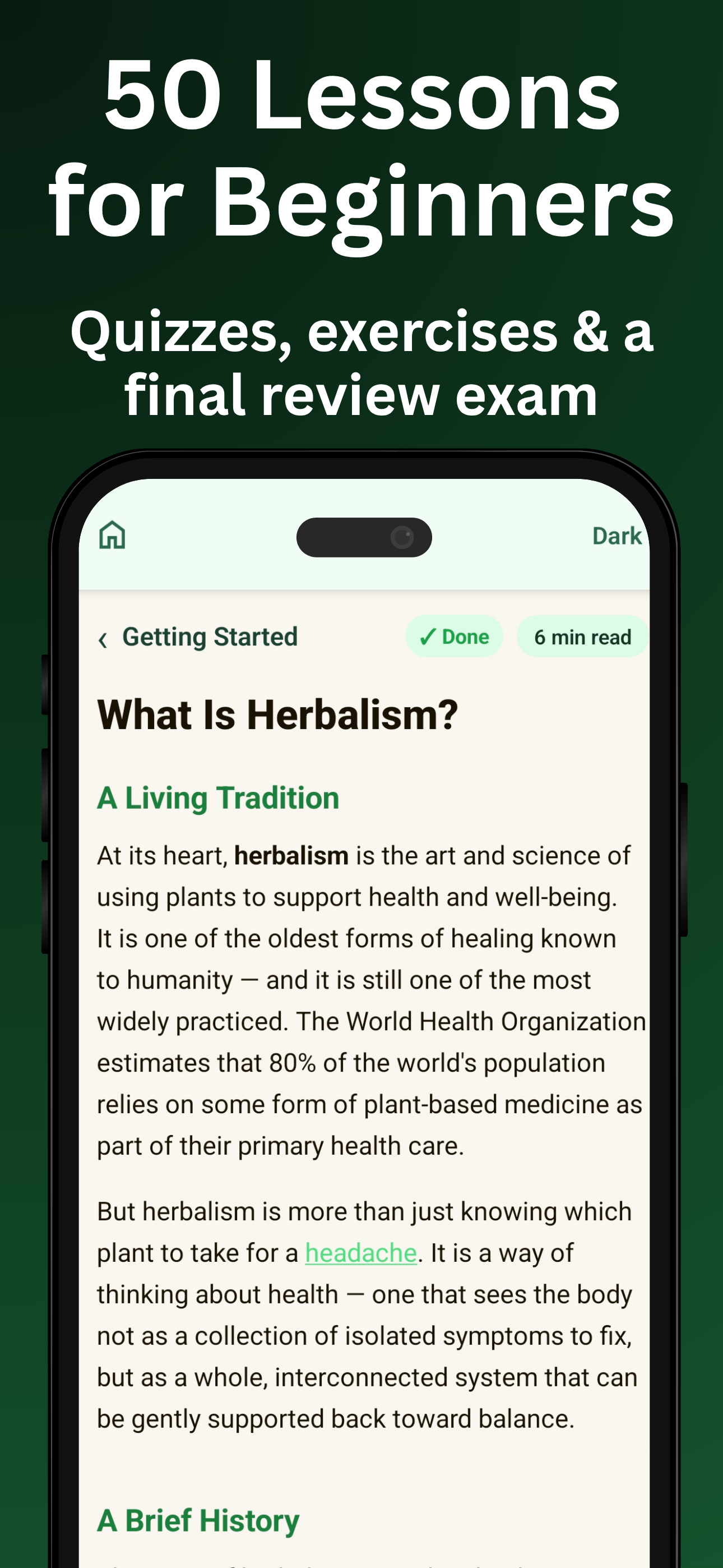 Herb encyclopedia browsing screen with search and filters