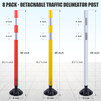 8 Pack Yellow 48" Traffic Delineator Post Cones, High Visibility 3M Reflective Tapes, Flexible Spring Post with Detachable Base