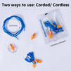 Silicone Ear Plugs, 32dB Corded or Cordless Reusable Earplugs (100 pairs)