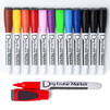 EOD Magnetic Dry Wipe Pens Dry Erase Markers With Eraser Cap Low Odor Fine Tip Whiteboard Pens Pack of 12,10 Colors