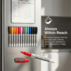 EOD Magnetic Dry Wipe Pens Dry Erase Markers With Eraser Cap Low Odor Fine Tip Whiteboard Pens Pack of 12,10 Colors