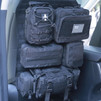 Universal Tactical Car Seat Back Organizer Bag Tactical Molle Vehicle Organizers Panel Vehicle Protector Organizers with 5 Detachable Pouches (Upgraded C model Black)