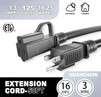 50 ft Outdoor Black Extension Waterproof 16/3 Gauge