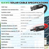 Solar Extension Cable 50Ft, Solar Wire 10AWG, 10 Gauge Tinned Copper PV Wire, Solar Panel Wires and Connectors for Home Roofs RV Boat Camping Solar Panels