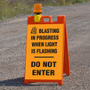 Blasting Barricade Sign Stands - Stop Blasting In Progress When Light Is Flashing