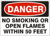 No Smoking Or Open Flames Within 50 Feet 14" x 10" VPO (sticker)