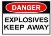 Explosives Keep Away 14" x 10" VPO (sticker)