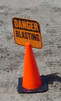 Danger Blasting (orange) Slotted Safety Cone Sign