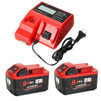 New Version 18V 9.0 Ah Battery and Charger Combo Kit Replace for Milwaukee m18V Lithium Ion Batteries 48-11-1862/1852/1840/1830(2)+ 18V Battery Charger 48-59-1812