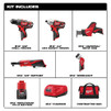 Milwaukee 2498-25 M12 12V Cordless 5-Tool Combo Kit: 2407-20 3/8 in.Drill/Driver + 2462-20 1/4 in. Hex Impact Driver+2420-20 Hackzall Recip Saw+2457-20 3/8 in.Ratchet+49-24-0146 LED Worklight