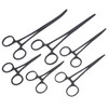 Hemostat Forceps 6-Pack, 3 Curved, 3 Straight in 3.5", 5.5", 7.25" in Tactical Black 